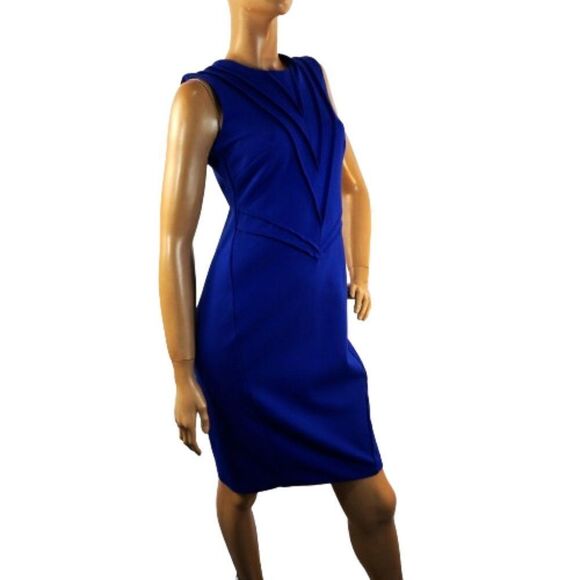Taylor Siouni And Zar Corp Wowens Dress Size 4 Royal Blue Sleeveless Stretch - Picture 1 of 8